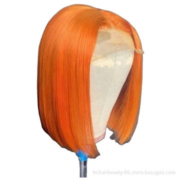 China Gold Supplier Hot Selling Human Lace Black Blonde Red Orange Pink Front Raw Brazilian 100% Human Hair Bob Wig